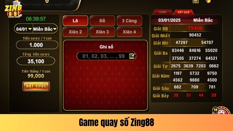 Game quay số Zing88